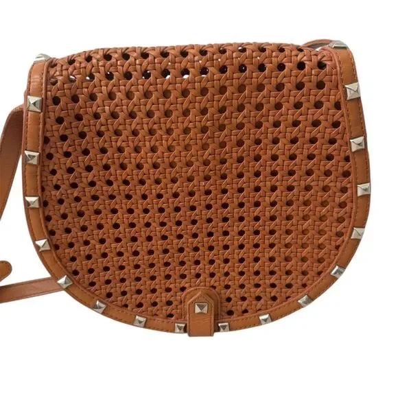 Rebecca Minkoff Skylar Woven Leather Crossbody Bag Tan - Picture 2 of 16